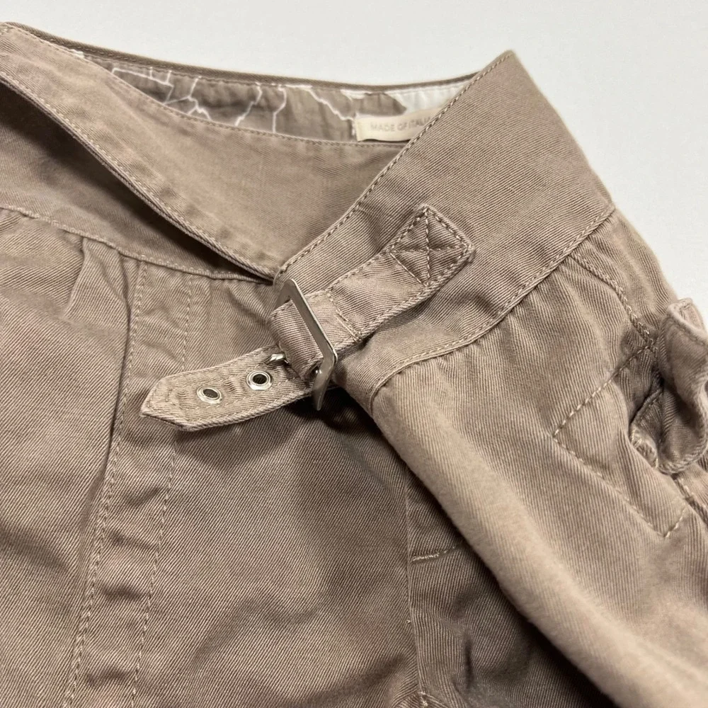 Banana Republic Heritage Utility Pants Italian Linen Blend Buckle Taupe Womens 2